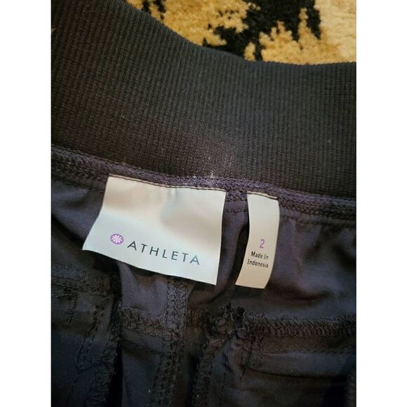 Athleta Pants Women's 2 Black Interlude Lounge Pull On Lightweight Athleisure - Picture 4 of 4